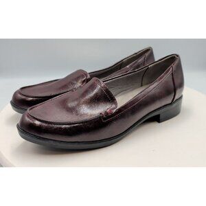 Womens Life Stride Tweet Burgundy Leather Loafers Slip On Us 8.5m Preppy Casual